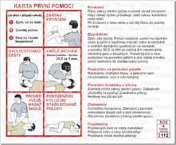 Karta první pomoci – tabulka s pokyny ČESKO